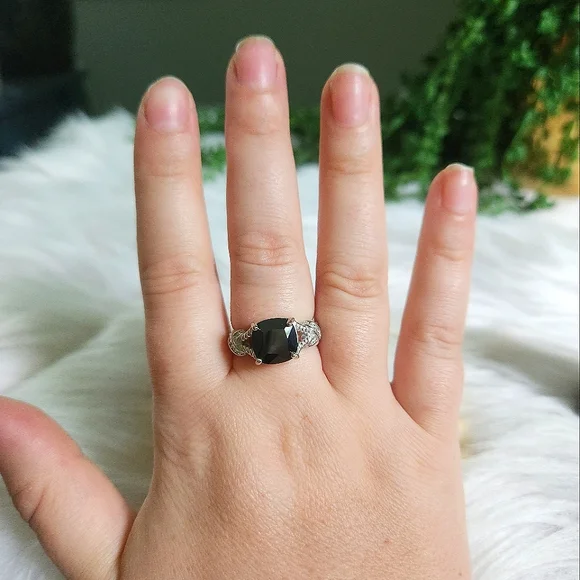 NWT Ryze Black Onyx Cubic Zirconia .925 Sterling Silver Knot Ring - Size 8.75 - Picture 7 of 9